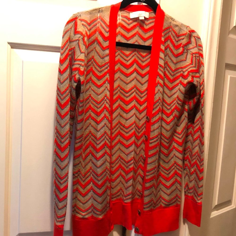 Ann Taylor LOFT Orange Chevron Sweater Size S